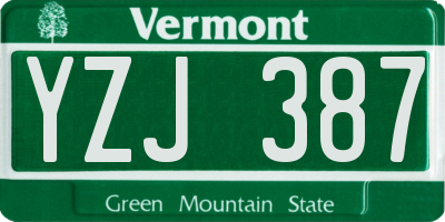 VT license plate YZJ387