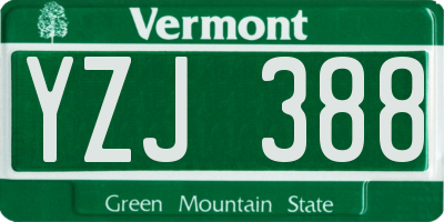 VT license plate YZJ388