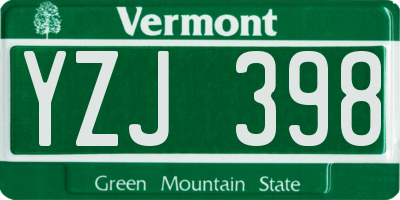 VT license plate YZJ398