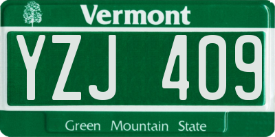 VT license plate YZJ409