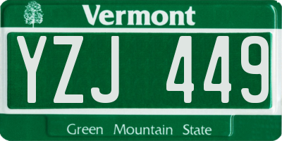 VT license plate YZJ449