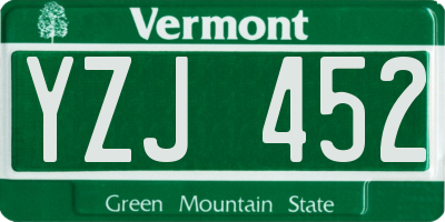 VT license plate YZJ452