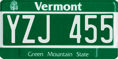 VT license plate YZJ455