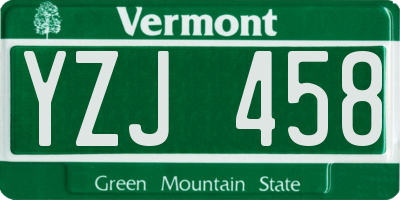 VT license plate YZJ458