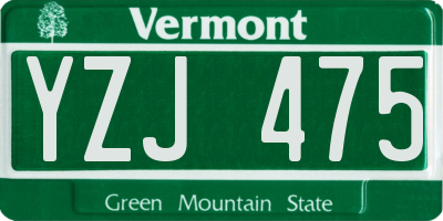 VT license plate YZJ475