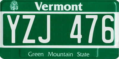 VT license plate YZJ476