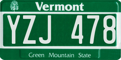 VT license plate YZJ478