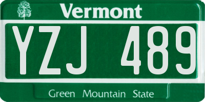 VT license plate YZJ489