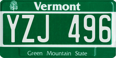 VT license plate YZJ496