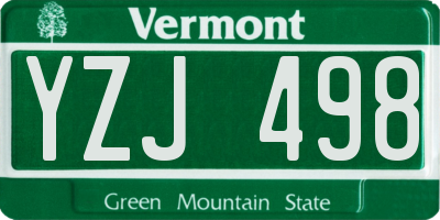VT license plate YZJ498
