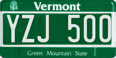 VT license plate YZJ500