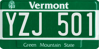 VT license plate YZJ501