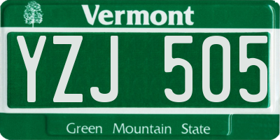 VT license plate YZJ505
