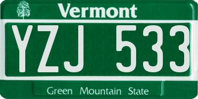 VT license plate YZJ533