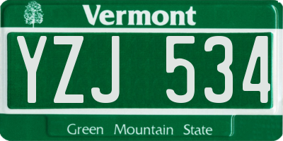VT license plate YZJ534