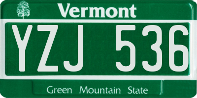VT license plate YZJ536