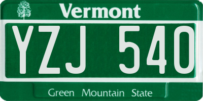 VT license plate YZJ540