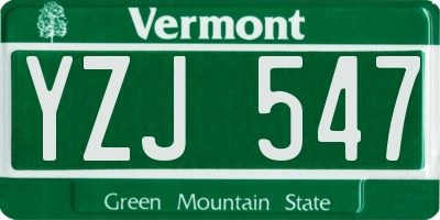 VT license plate YZJ547