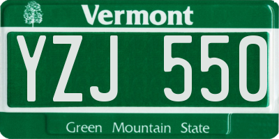 VT license plate YZJ550