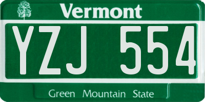 VT license plate YZJ554