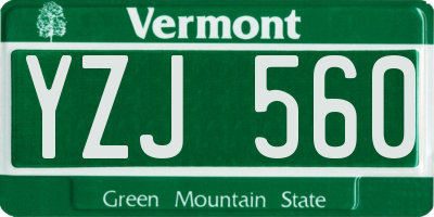 VT license plate YZJ560
