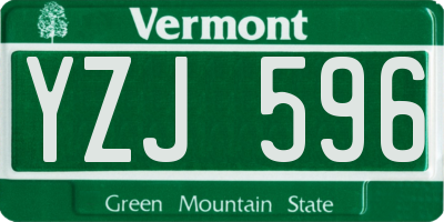 VT license plate YZJ596