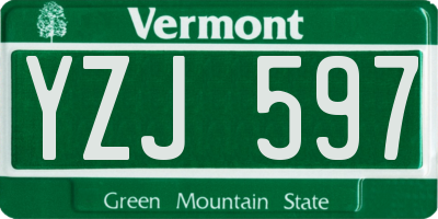 VT license plate YZJ597