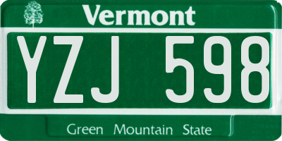 VT license plate YZJ598