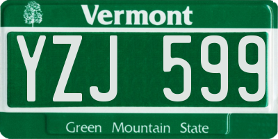 VT license plate YZJ599