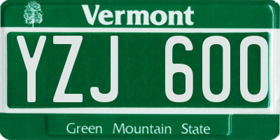 VT license plate YZJ600