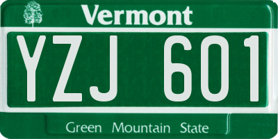 VT license plate YZJ601