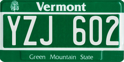 VT license plate YZJ602