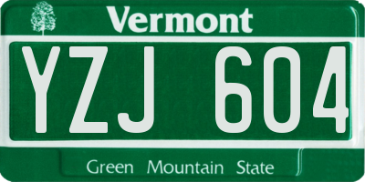VT license plate YZJ604
