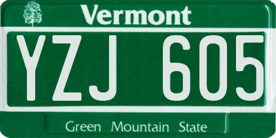 VT license plate YZJ605