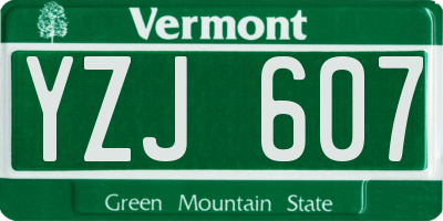 VT license plate YZJ607