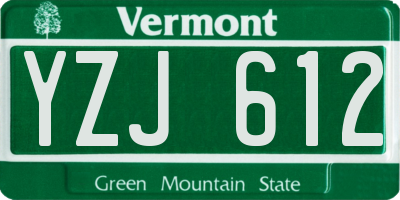 VT license plate YZJ612