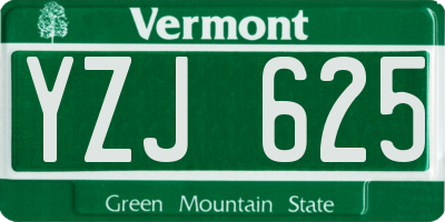 VT license plate YZJ625