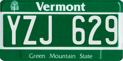 VT license plate YZJ629
