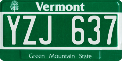VT license plate YZJ637