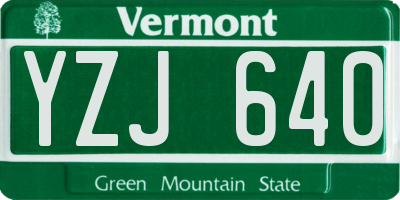VT license plate YZJ640