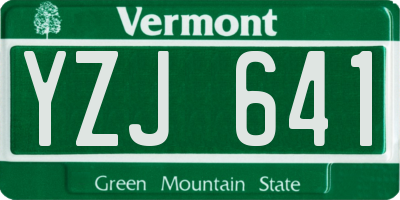 VT license plate YZJ641