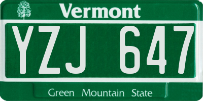 VT license plate YZJ647