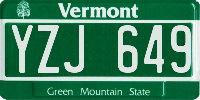 VT license plate YZJ649