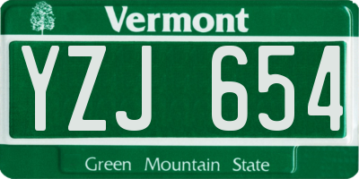VT license plate YZJ654