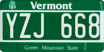 VT license plate YZJ668