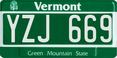 VT license plate YZJ669
