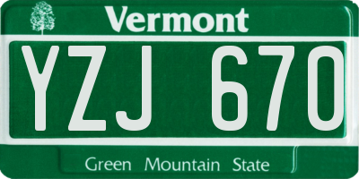 VT license plate YZJ670