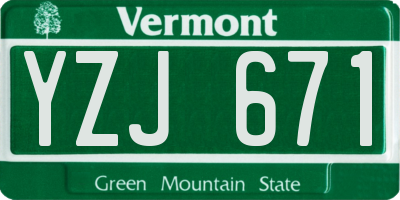VT license plate YZJ671