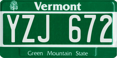 VT license plate YZJ672