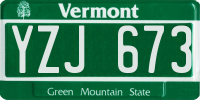 VT license plate YZJ673